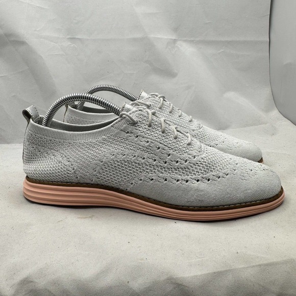 Cole Haan Shoes - Cole Haan Womens Original Grand Stitch Lite Wingtip Shoes Grey/Peach W11513 9B
